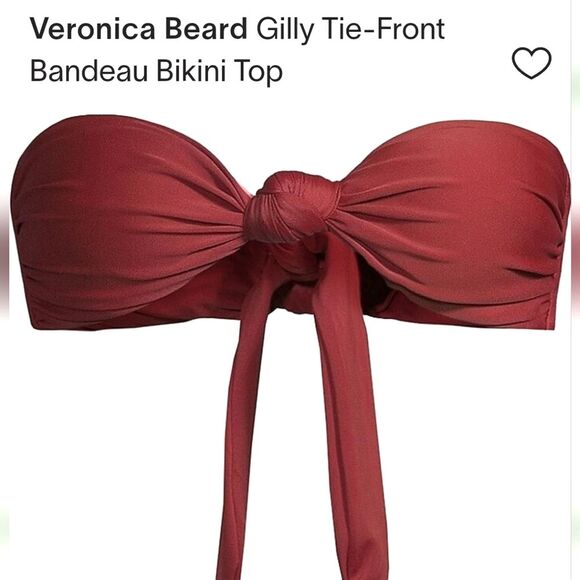 Veronica Beard Other - New Veronica Beard Tie-Front Bandeau Bikini Top Maroon Red Euro Summer Boho M